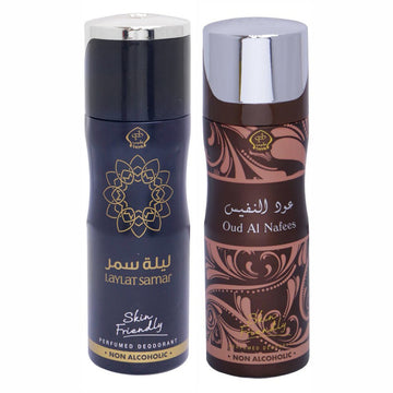 Tayyib Laylat Samar & Oud Al Nafees Non Alcoholic Deodorant Combo Pack of 2 x 200 ml